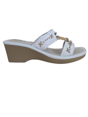 Earth Spirit Magnolia White Leather Wedge Sandals Size 7.5